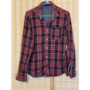 Vans Mens M Long Sleeve Button Up Shirt Flannel Tartan Plaid Preppy Streetwear